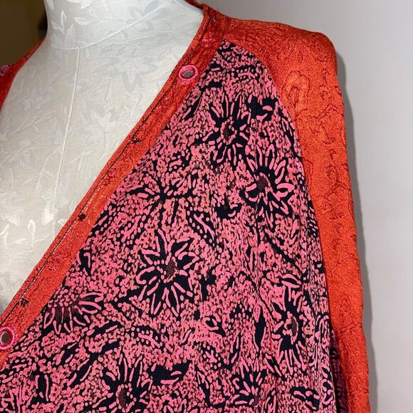 Tienda Ho Womens Jacket One Size Multicolor Open Front Tunic Mixed Print - Picture 6 of 9